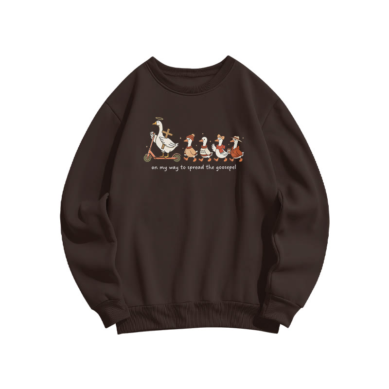Unisex On My Way To Spread The Goosepel Print Sweatshirt - Coffee - US16-18(2XL) - image 6