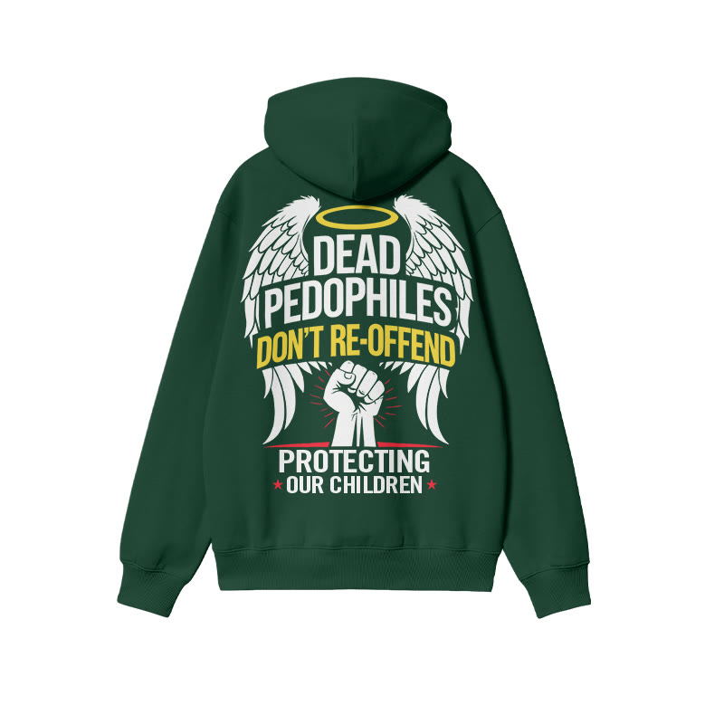 Dead Pedophiles Don't Re-offend Angel Wings Print Hoodie - Dark Green - US16-18(2XL) - image 6