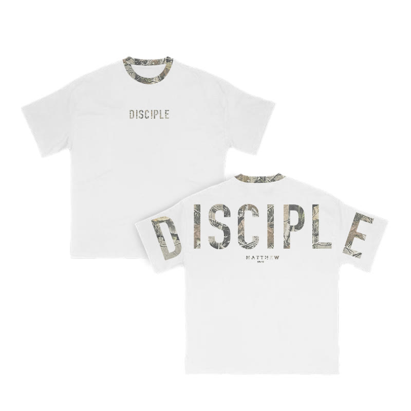 Disciple Matthew 28:19 Dead Leaves Camouflage Print T-shirt - White - 8XL - image 5