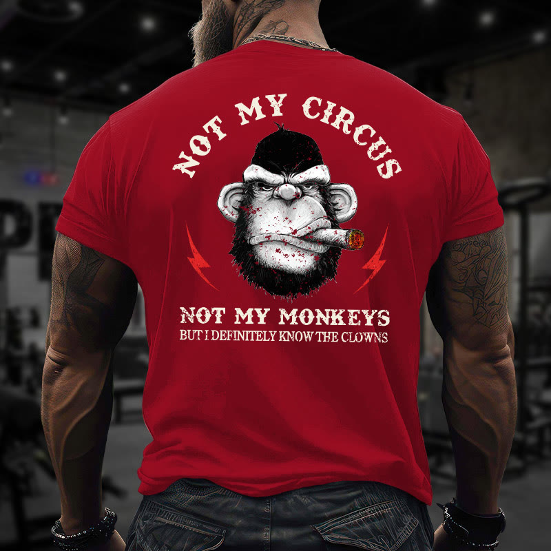 Gym 100% Cotton Not My Circus Not My Monkeys Print T-shirt - Red - US16-18(2XL) - image 7