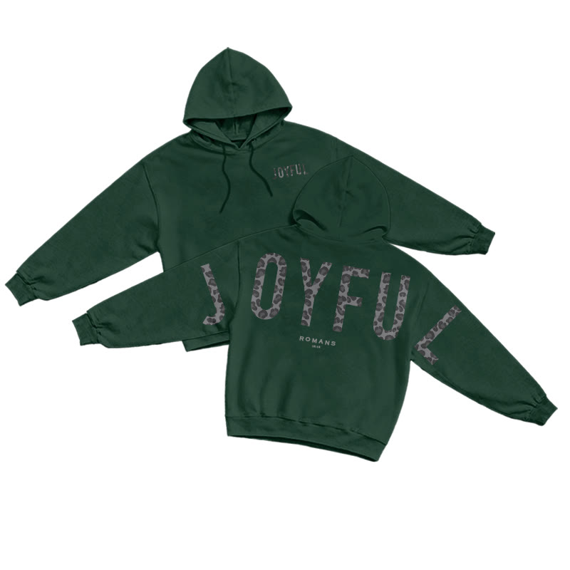 Leopard Design Joyful Romans 12:12 Print Hoodie - Dark Green - US16-18(2XL) - image 8