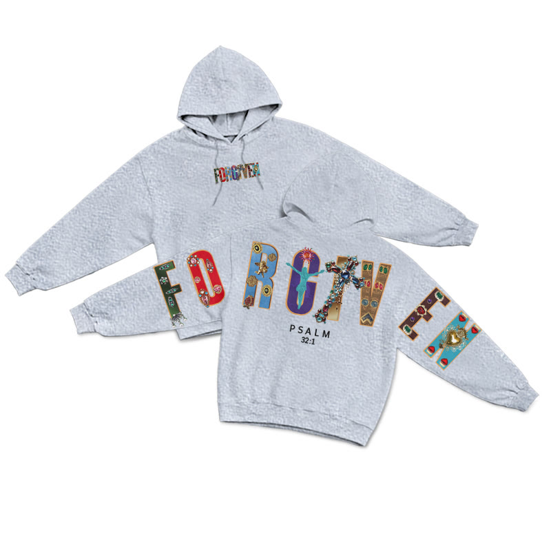 Gemstone Forgiven Psalm 32:1 Print Hoodie - Grey - US16-18(2XL) - image 17