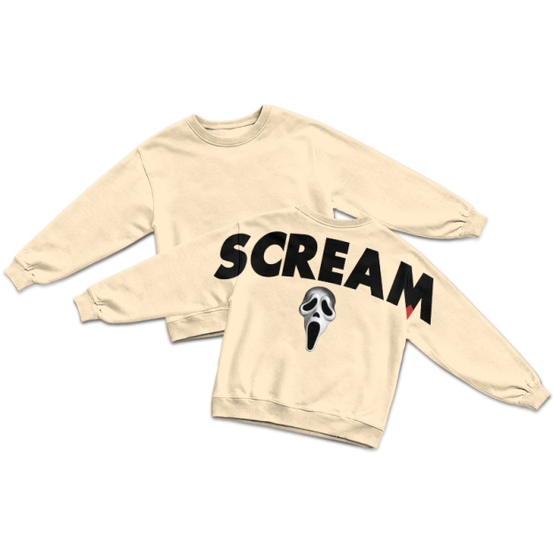Streetwear SCREAM Mask Graphic Round Neck Sweatshirt - Apricot - US16-18(2XL) - image 6