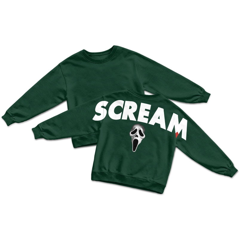 Streetwear SCREAM Mask Graphic Round Neck Sweatshirt - Dark Green - US16-18(2XL) - image 7