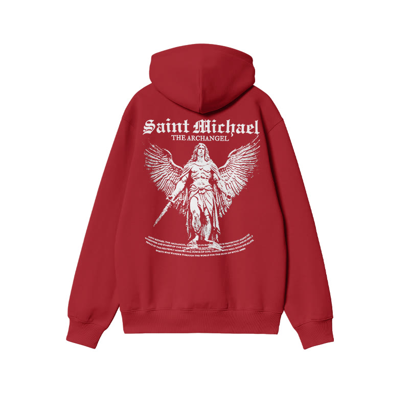 Unisex Saint Michael The Archangel Print Hoodie - Red - US16-18(2XL) - image 8