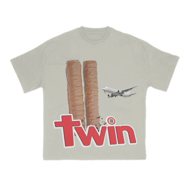 The Plane Crashing Into The Chocolate Bars Print T-shirt - Warm Grey - US16-18(2XL) - image 4