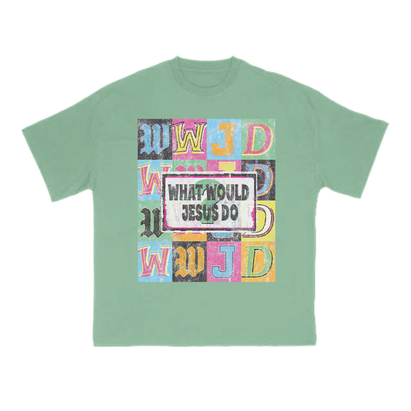 Unisex 100% Cotton What Would Jesus Do Print T-shirt - Green - US16-18(2XL) - image 8
