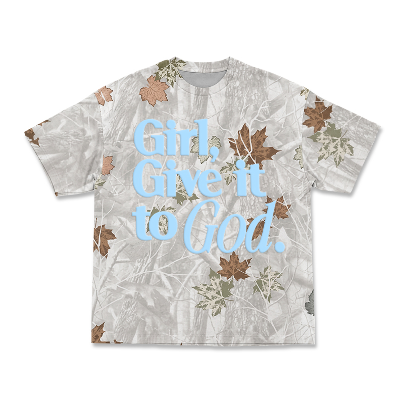 Casual Camo Girl Give It to God T-Shirt - Leaf Camo - 3XL - image 5
