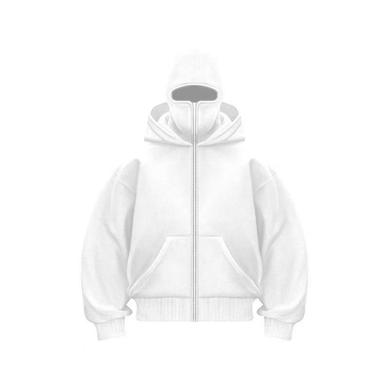 Unisex Solid Color Zipper Double Layer Hat Hoodie - image 10