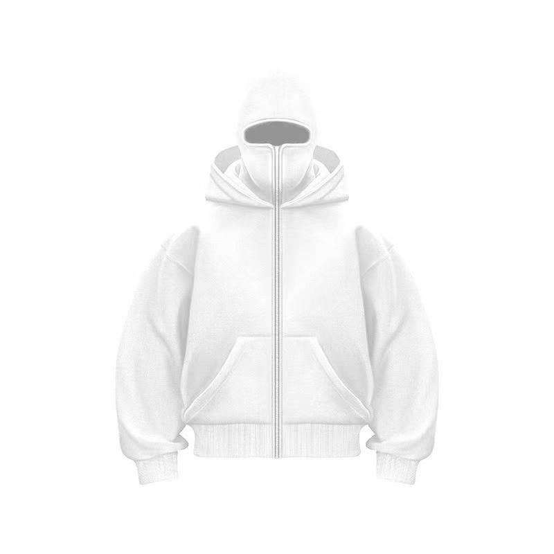 Unisex Solid Color Zipper Double Layer Hat Hoodie - image 10