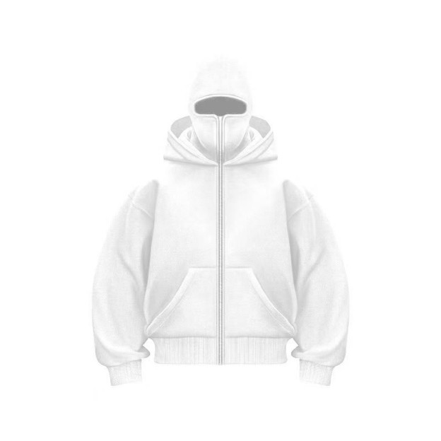 Unisex Solid Color Zipper Double Layer Hat Hoodie - image 10