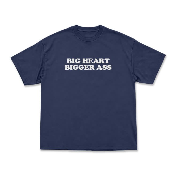 Big Heart Bigger Ass Oversized Crew Neck T Shirt - Navy Blue - US16-18(2XL) - image 12
