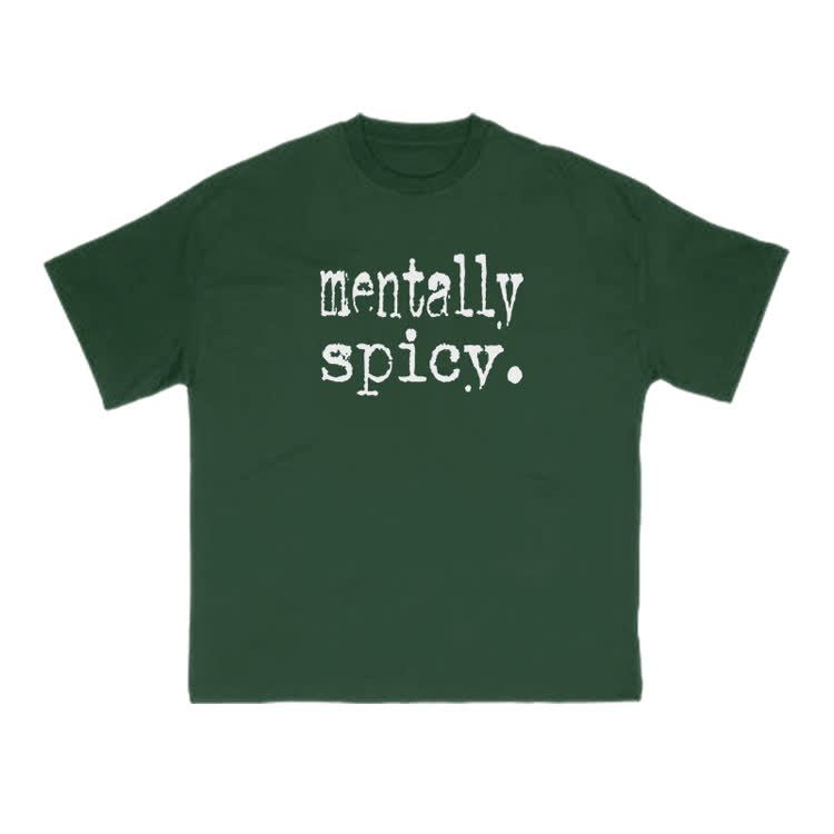 Mentally Spicy Print T-shirt - Green - US16-18(2XL) - image 10