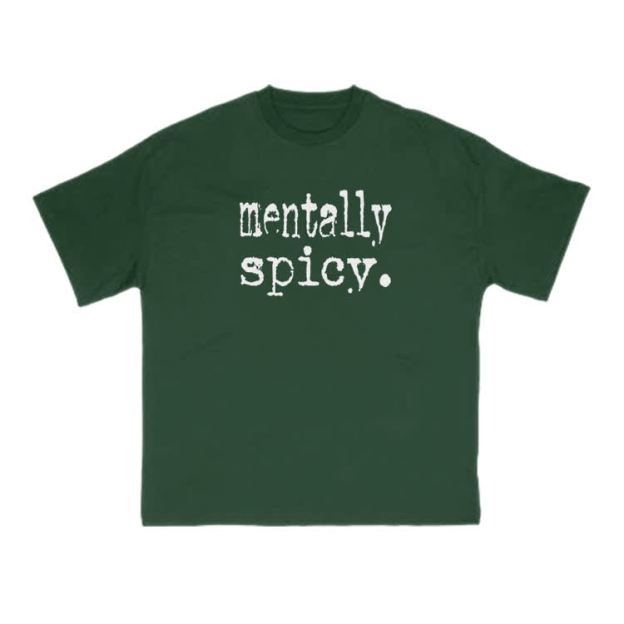 Mentally Spicy Print T-shirt - Green - US16-18(2XL) - image 10