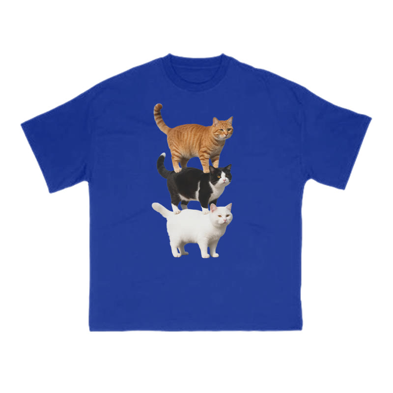 Funny Parody Animation Cat Print T-shirt - Blue - US16-18(2XL) - image 8