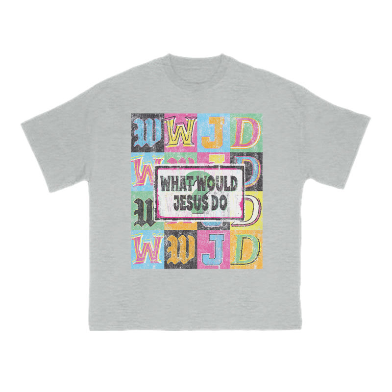 Unisex 100% Cotton What Would Jesus Do Print T-shirt - Grey - US16-18(2XL) - image 3