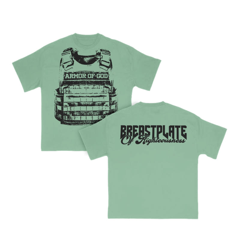 Unisex 100% Cotton Armor Of God Print T-shirt - Green - US16-18(2XL) - image 10