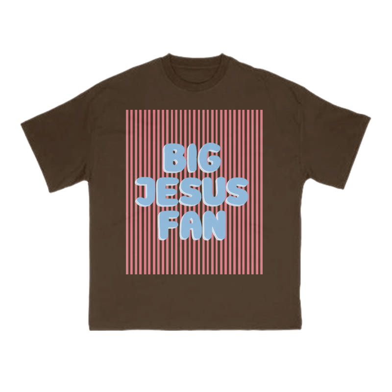 Big Jesus Fan Print T-shirt - Coffee - US16-18(2XL) - image 6