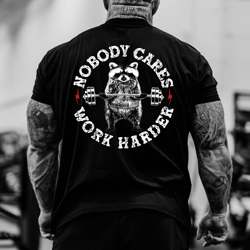 Gym 100% Cotton Nobody Cares Work Harder Print T-shirt - image 6