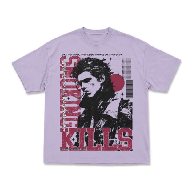 Vintage Smoking Kills Artwork Casual T-Shirt - Purple - US16-18(2XL) - image 11