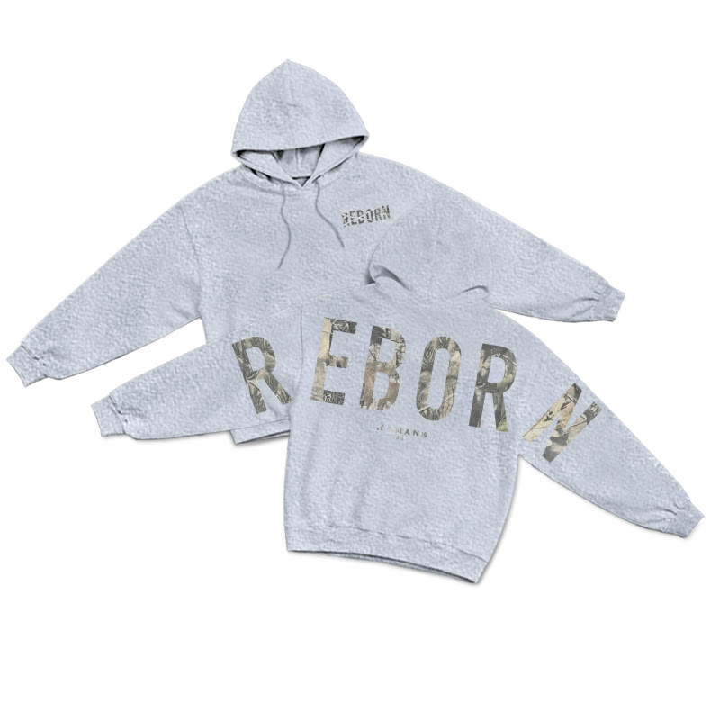 Reborn Dead Leaves Camouflage Print Hoodie - Grey - US16-18(2XL) - image 15