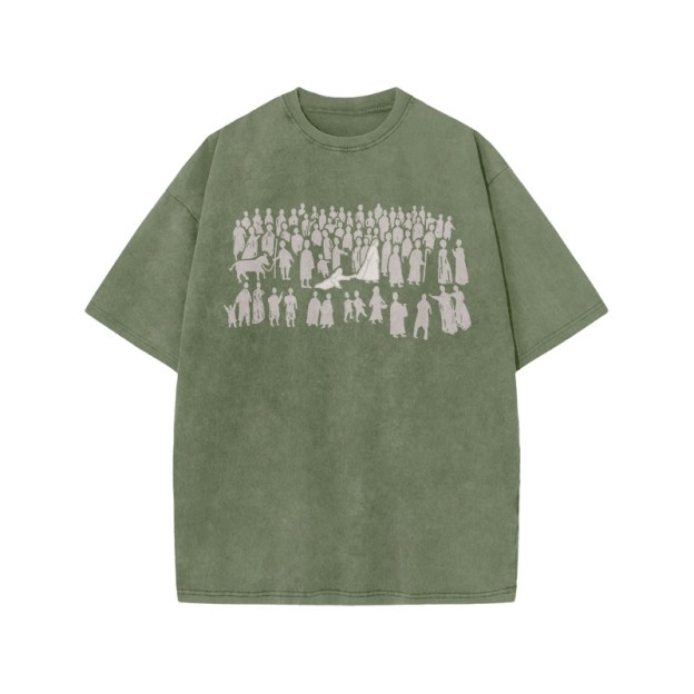  A Beautiful Story Of Faith Print Acid Washed T-shirt - Army Green - US20-22(3XL) - image 9