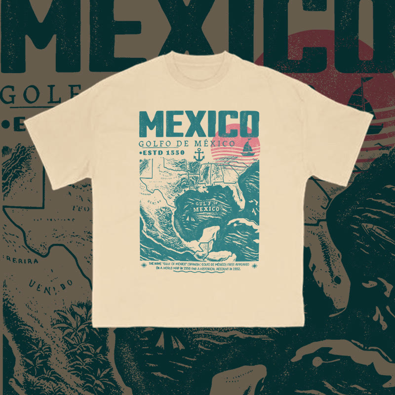 Unisex 100% Cotton Golfo De Mexico Print T-shirt