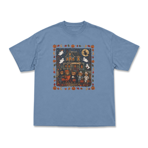 Halloween Haunted House Graphic T-Shirt - Dusty Blue - US16-18(2XL) - image 12