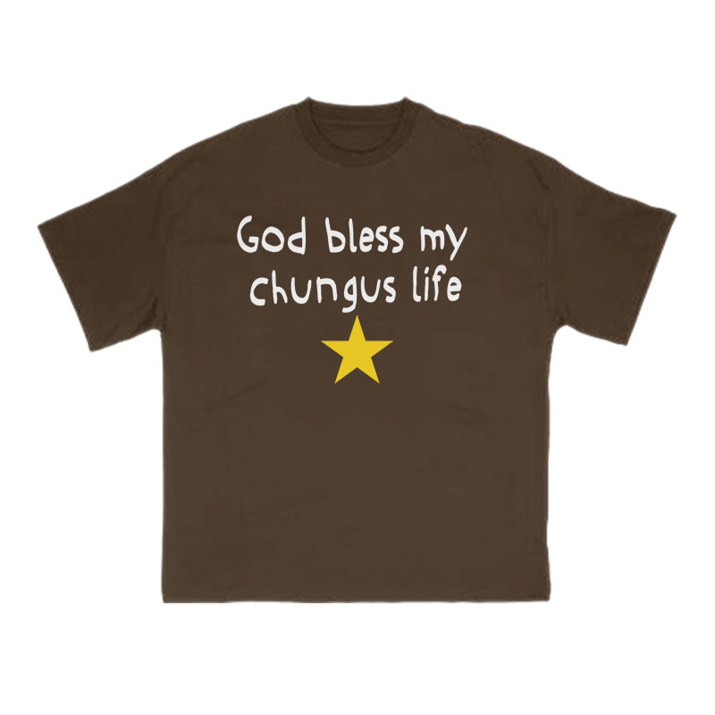 God Bless My Chungus Life Print T-shirt - Coffee - US16-18(2XL) - image 6