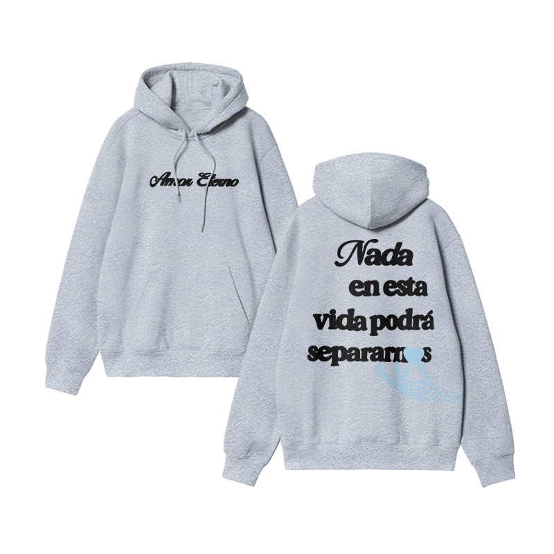 Unisex 100% Cotton Nada En Esta Vida Podrá Separarnos Print Couple Hoodie - Grey - US16-18(2XL) - image 4