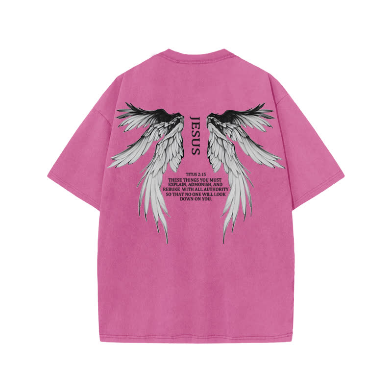 Unisex Titus 2:15 Print Acid Washed T-shirt - Pink - US20-22(3XL) - image 7