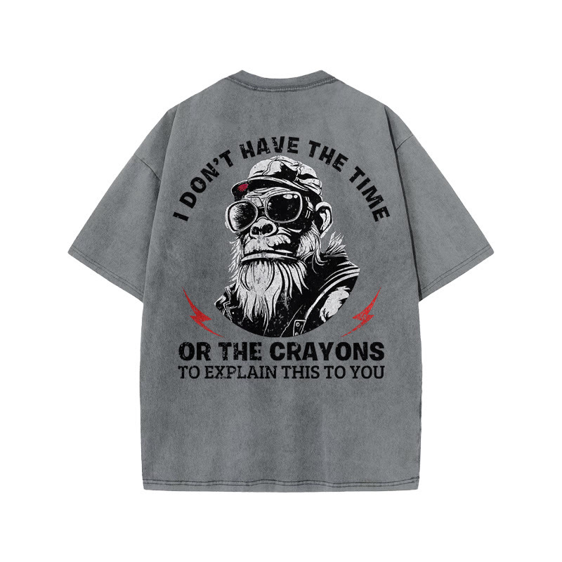 Gym 100% Cotton I Don't Have The Time Print Acid Washed T-shirt - Grey - US20-22(3XL) - image 4