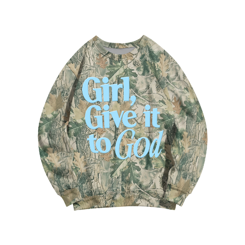 Faith Inspired Girl Give It To God Camo Forget Sweatshirt - Green Leaf Camo - 3XL - image 13