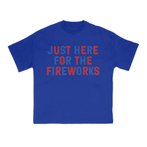 Just Here For The Fireworks Print T-shirt - Blue - US16-18(2XL) - image 12