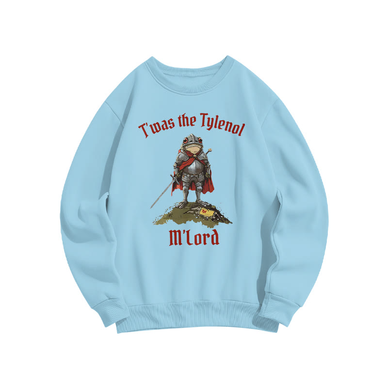 Unisex T'was The Tylenol M'lord Armored Frog Print Sweatshirt - Blue - US16-18(2XL) - image 8
