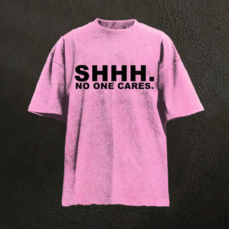 100% Cotton No One Cares Printed Washed T-shirt - Pink - 2XL - image 7