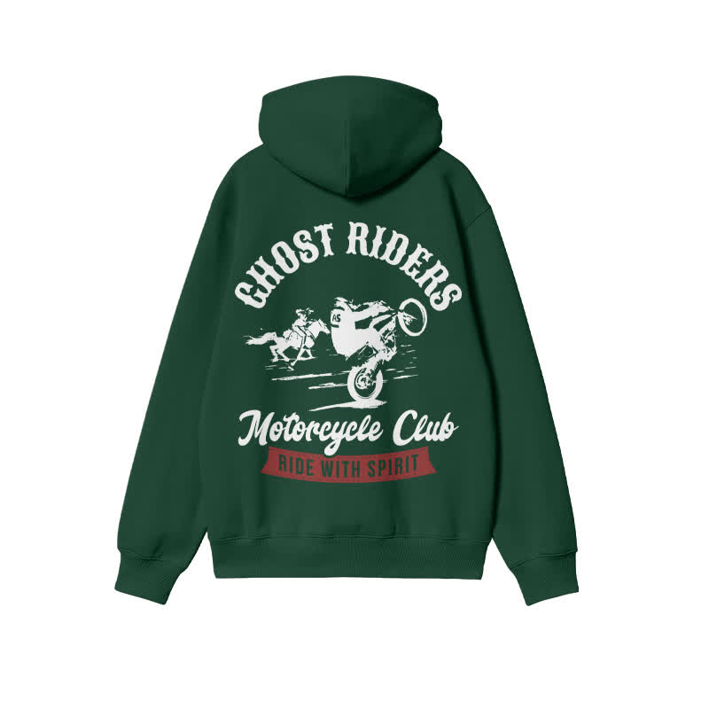 Unisex Ride With Spirit Print Hoodie - Green - 2XL - image 8