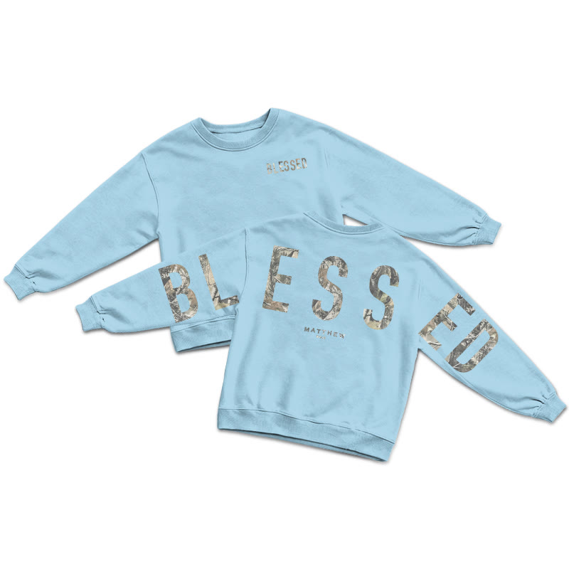 Dead Leaves Camouflage Blessed Matthew 5:3-12 Print Sweatshirt - Blue - US16-18(2XL) - image 6