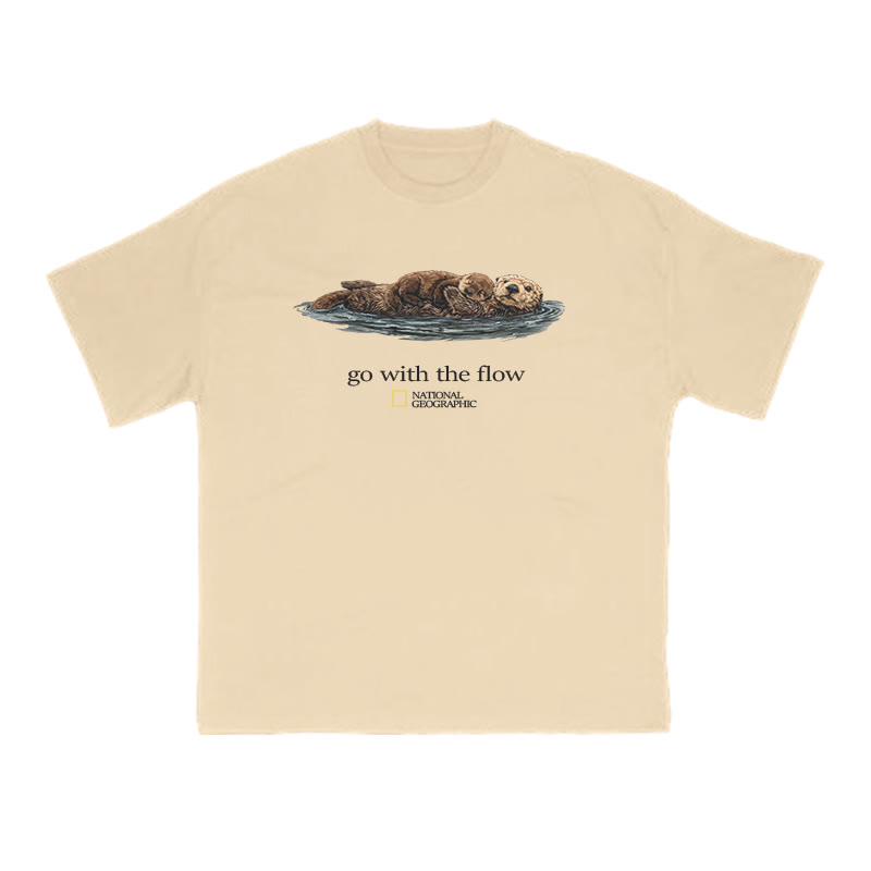 Go With The Flow Like A Sea Otter Print T-shirt - Apricot - US16-18(2XL) - image 5