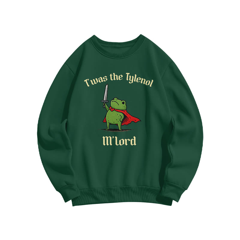 Unisex T'was The Tylenol M'lord Knight Frog Print Sweatshirt - Dark Green - US16-18(2XL) - image 8