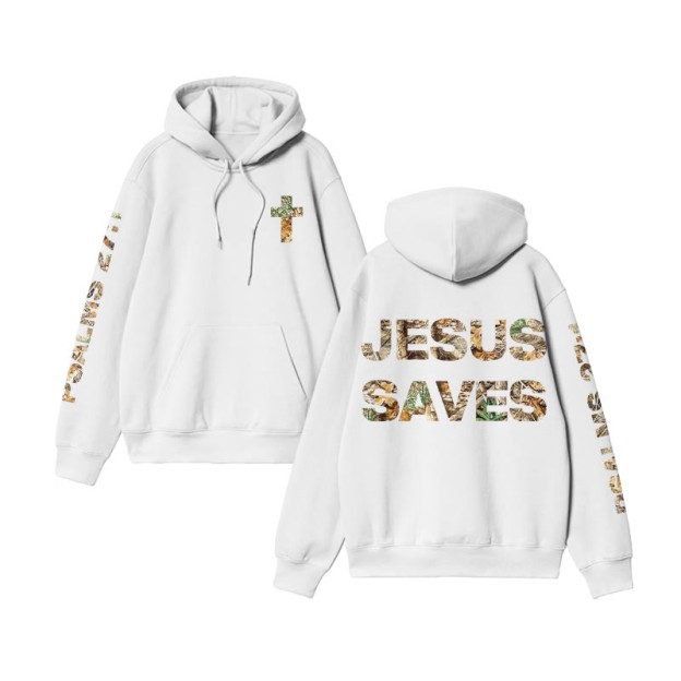 Unisex 100% Cotton Jesus Saves Dead Leaves Camouflage Print Hoodie