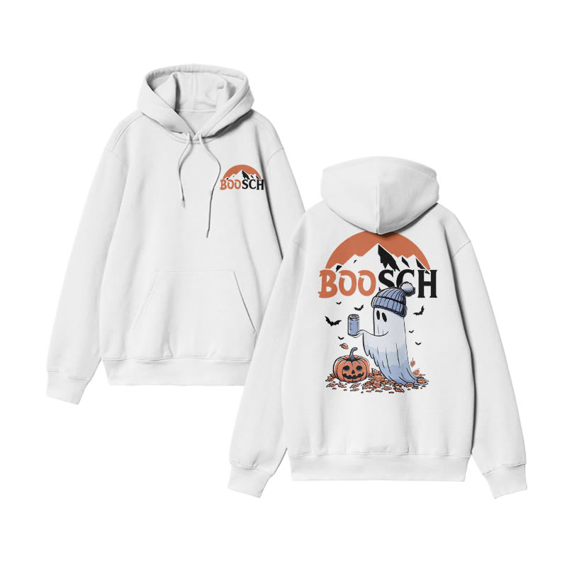 Unisex Funny Boosch Pumpkin Halloween Print Hoodie - White - US16-18(2XL) - image 3