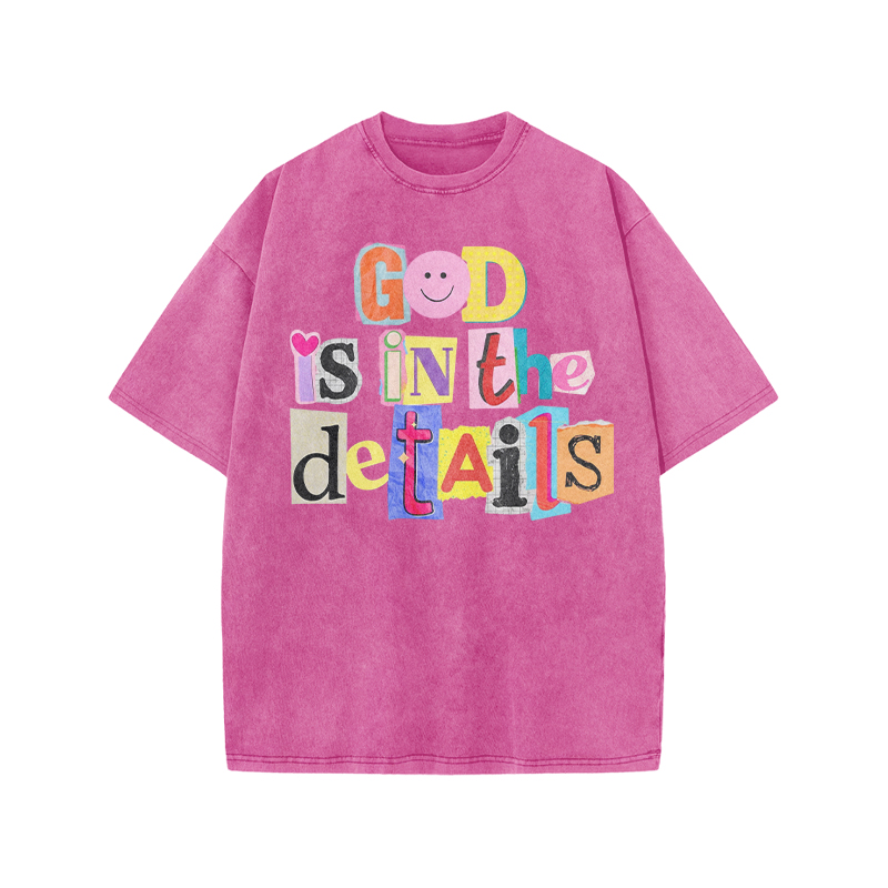 God Is In The Details Print Acid Washed T-shirt - Pink - US20-22(3XL) - image 8