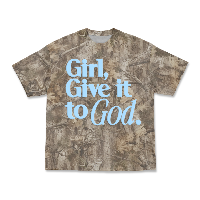 Casual Camo Girl Give It to God T-Shirt - Brown Camo - 3XL - image 12
