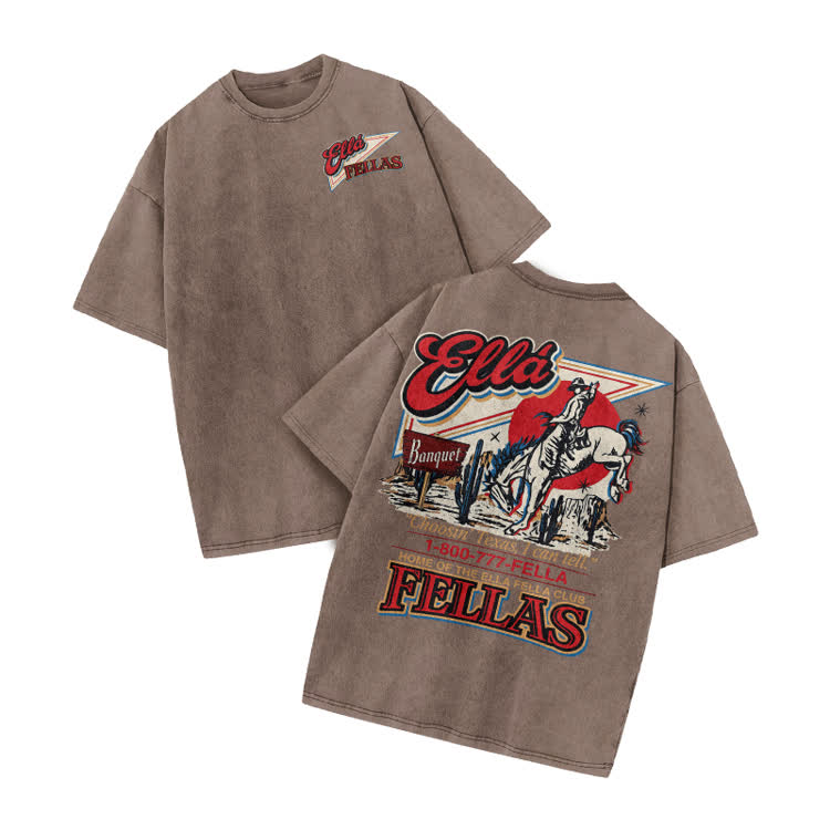 Vintage Western Rider Graphic Print Acid Washed T-shirt - Coffee - US20-22(3XL) - image 7