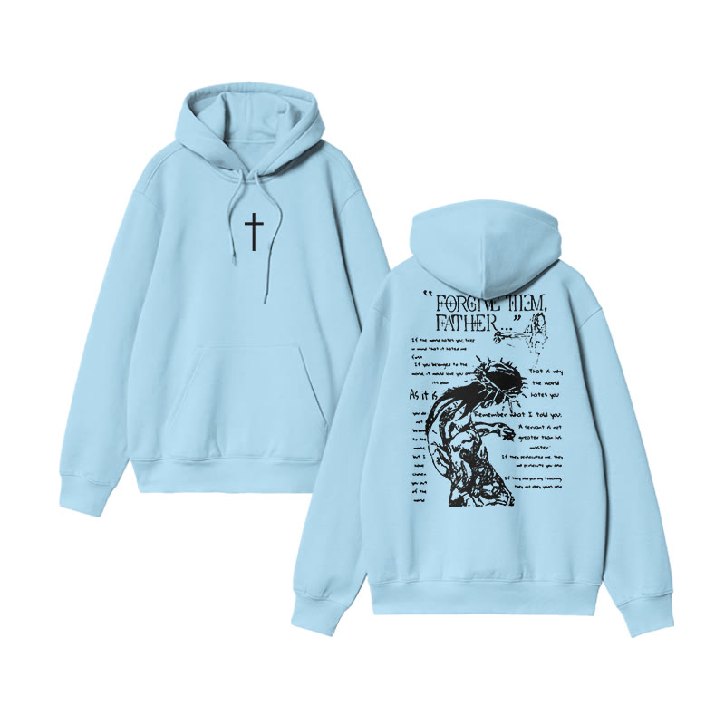 Unisex Father Forgive Them Print Hoodie - Blue - US16-18(2XL) - image 7