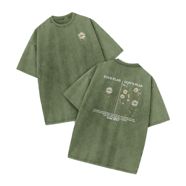 God's Plan Jeremiah 29:11 Print Acid Washed T-shirt - Army Green - US20-22(3XL) - image 5