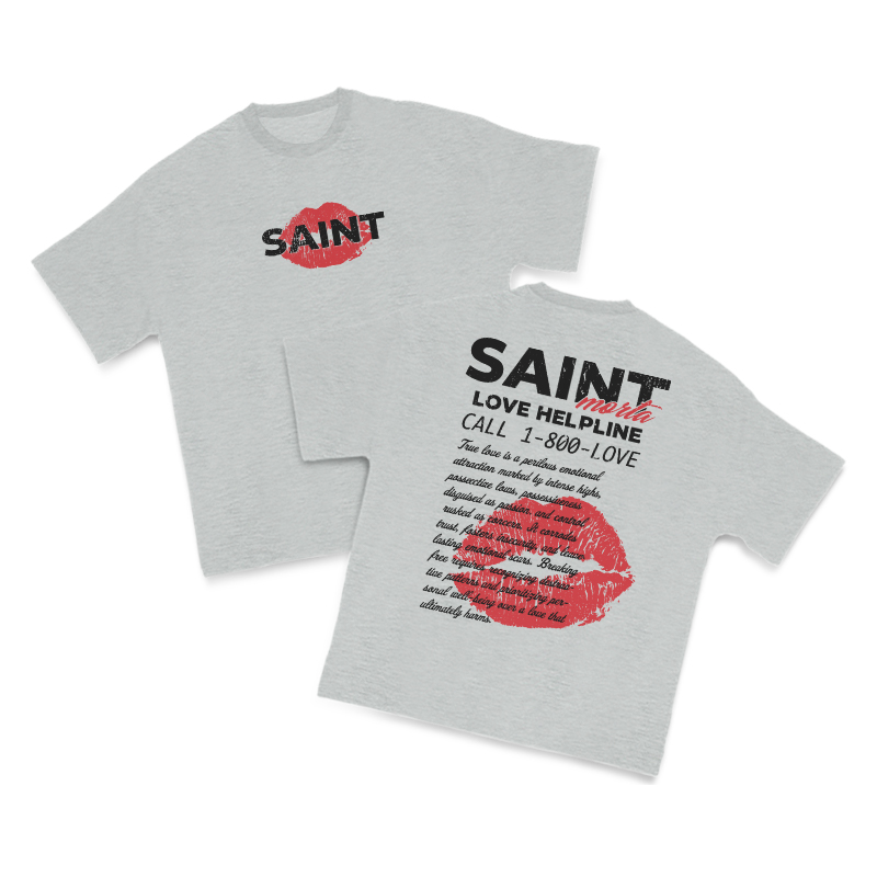 Love Helpline Print T-shirt - Grey - US16-18(2XL) - image 3