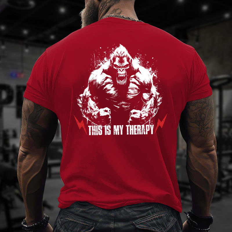 Gym 100% Cotton THIS IS MY THERAPY Print T-shirt - Red - US16-18(2XL) - image 10