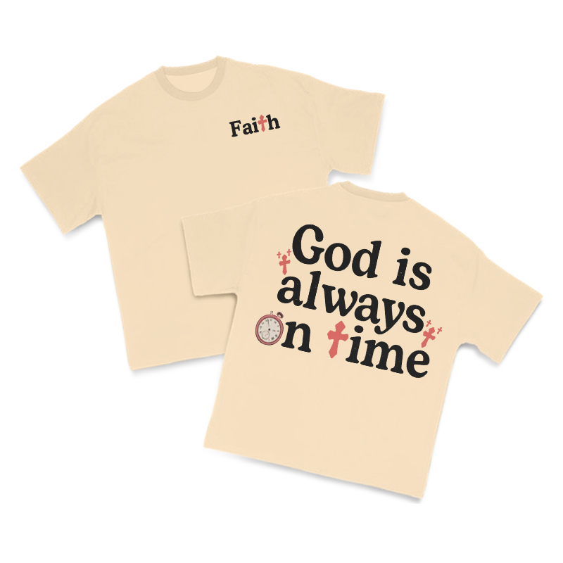 God Is Always On Time Print T-shirt - Apricot - US16-18(2XL) - image 6